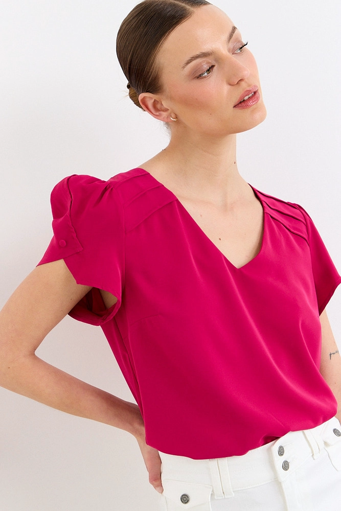 BLUSAS MANGA CORTA FUCSIA MUJER IO - 2