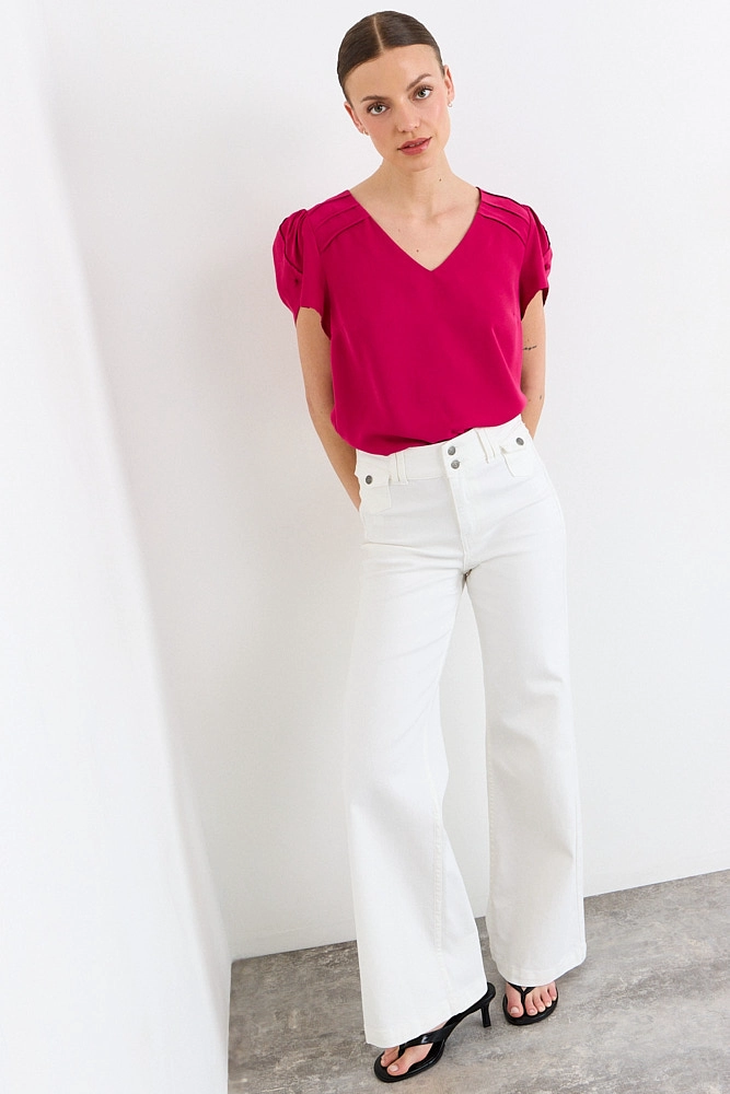 BLUSAS MANGA CORTA FUCSIA MUJER IO - 4