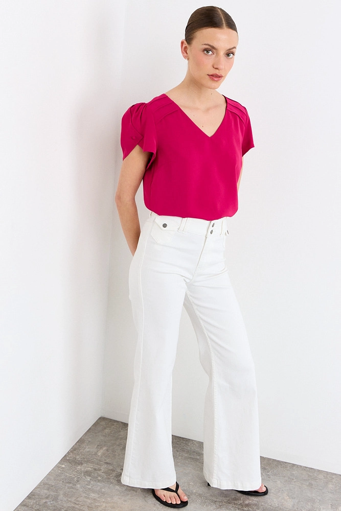 BLUSAS MANGA CORTA FUCSIA MUJER IO - 5