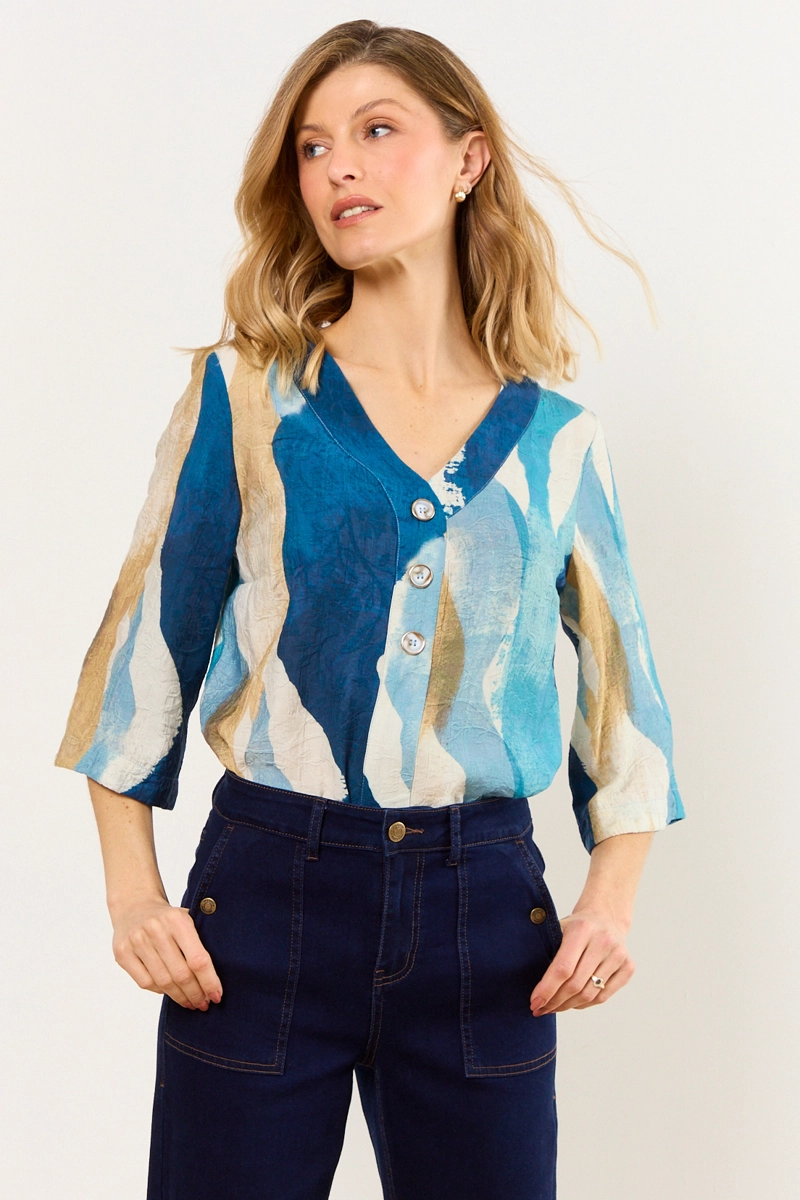 BLUSAS MANGA LARGA AZUL MUJER MA GRIFFE - 1