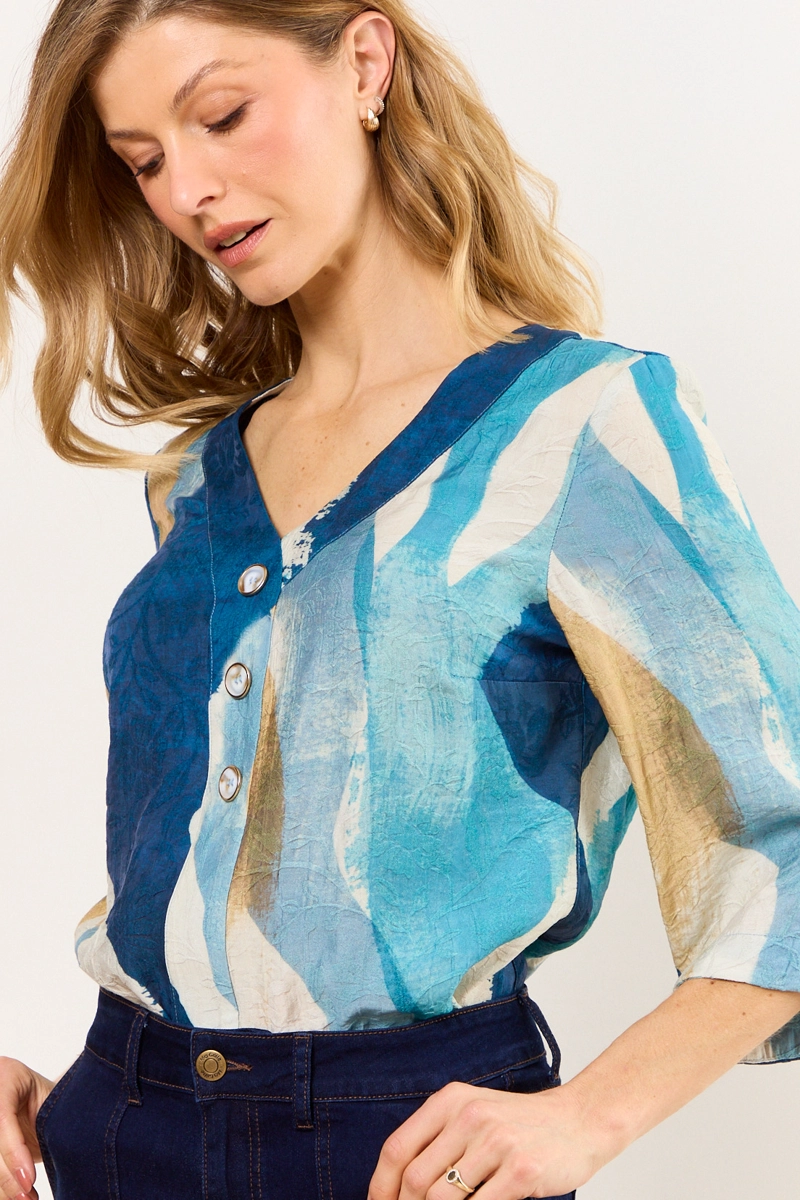 BLUSAS MANGA LARGA AZUL MUJER MA GRIFFE - 2