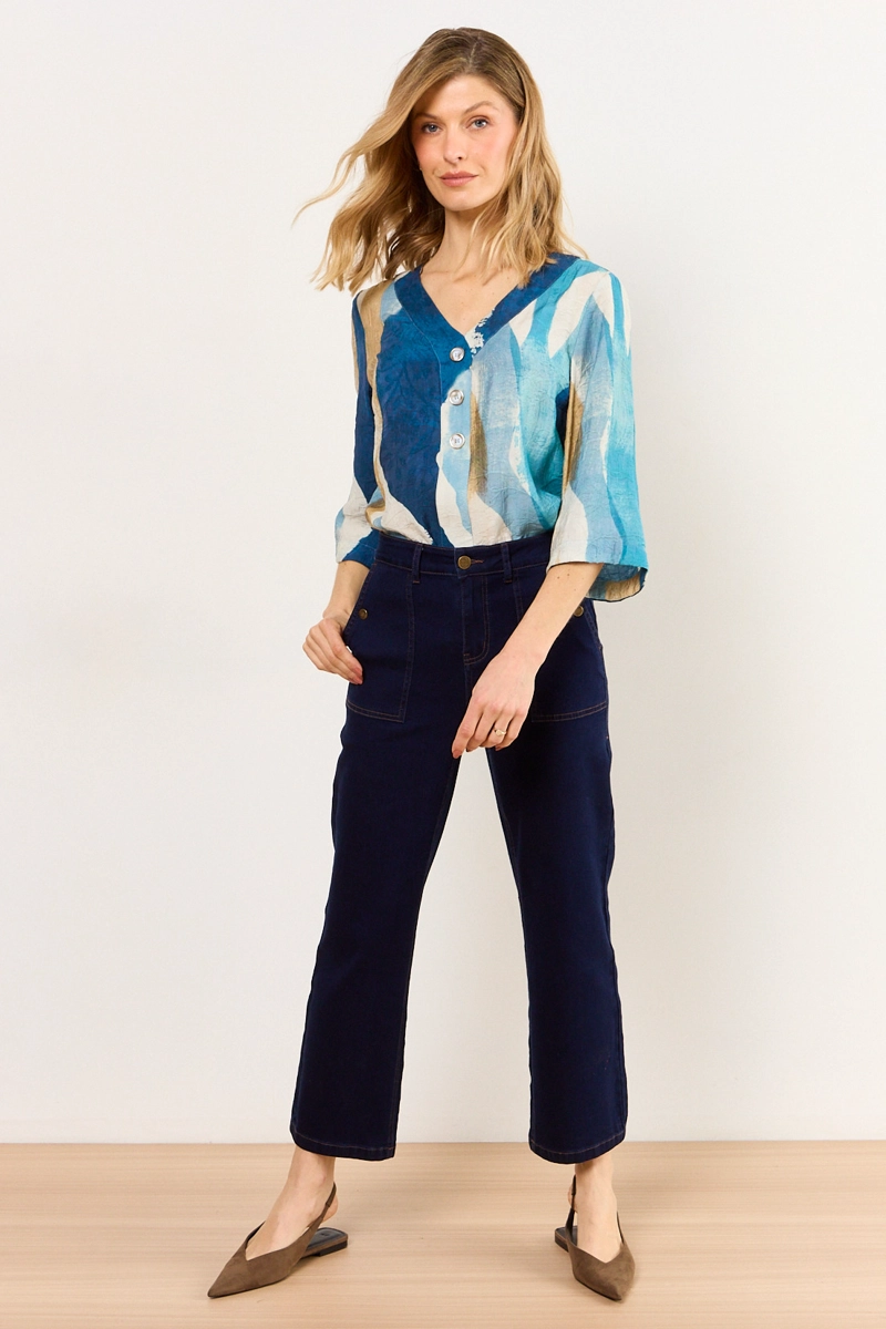 BLUSAS MANGA LARGA AZUL MUJER MA GRIFFE - 4