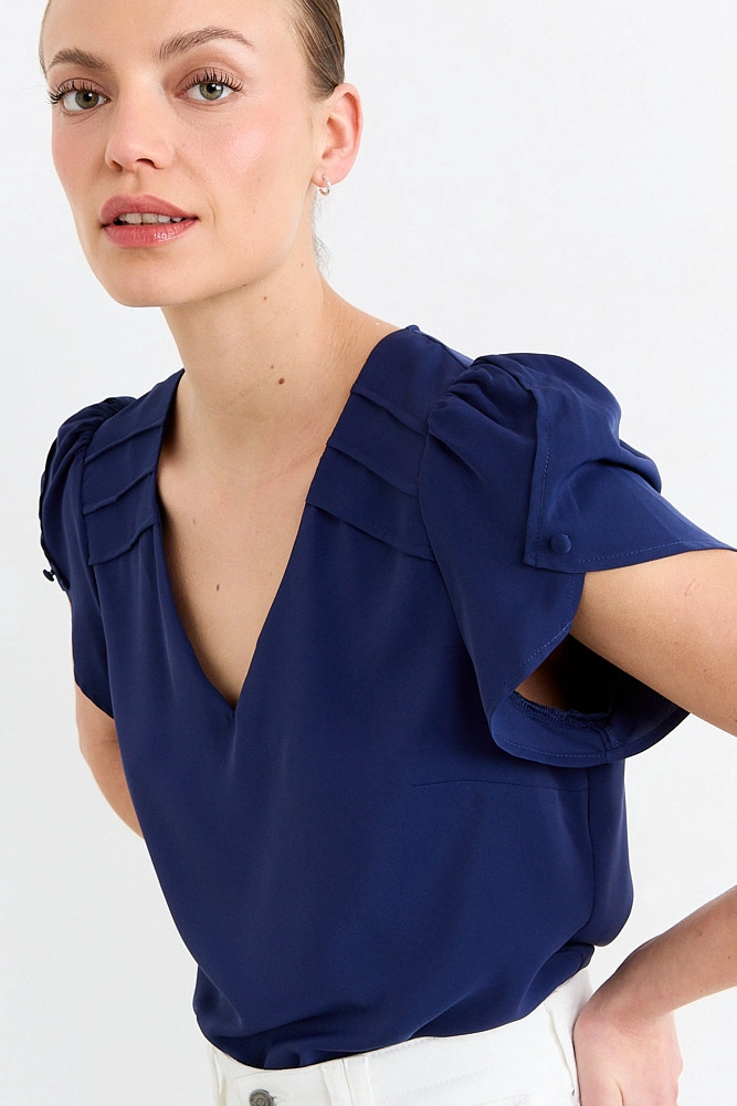 BLUSAS MANGA CORTA AZUL MUJER IO - 1