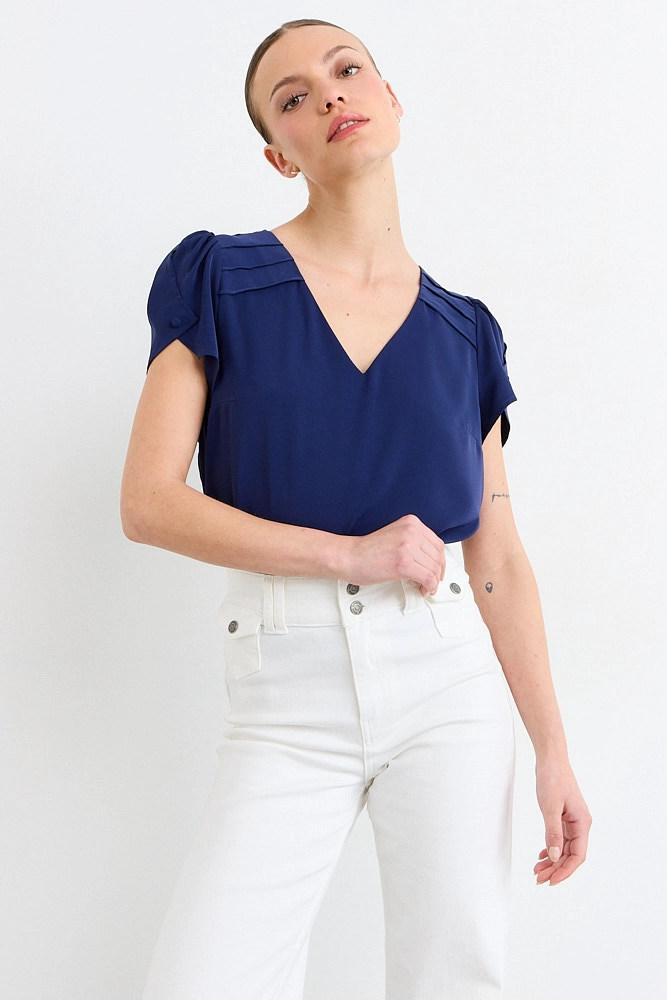 BLUSAS MANGA CORTA AZUL MUJER IO - 2