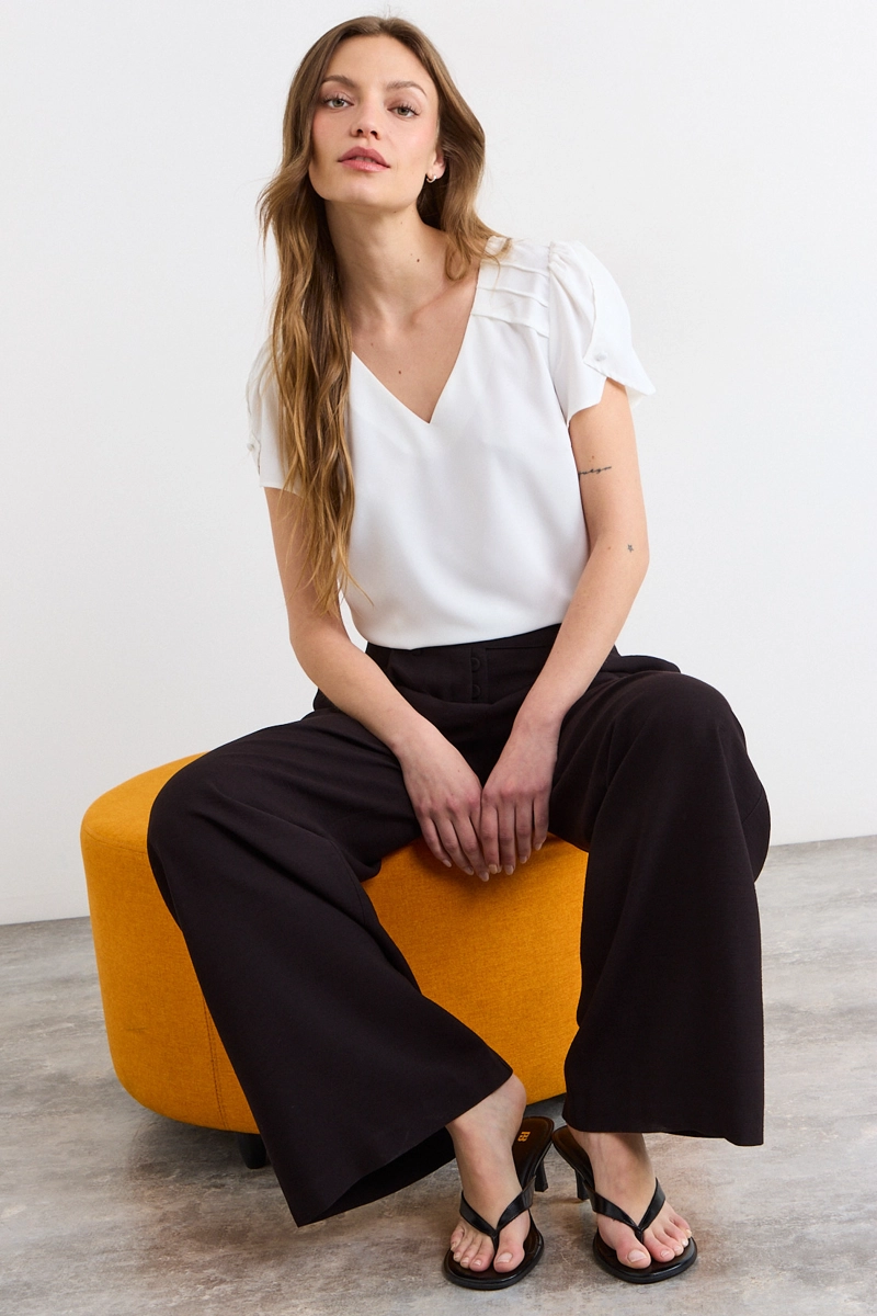 BLUSAS MANGA CORTA BLANCO MUJER IO - 1