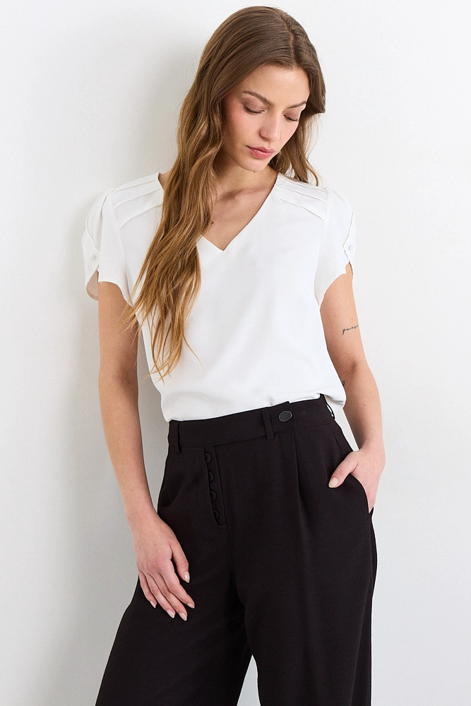 BLUSAS MANGA CORTA BLANCO MUJER IO - 3
