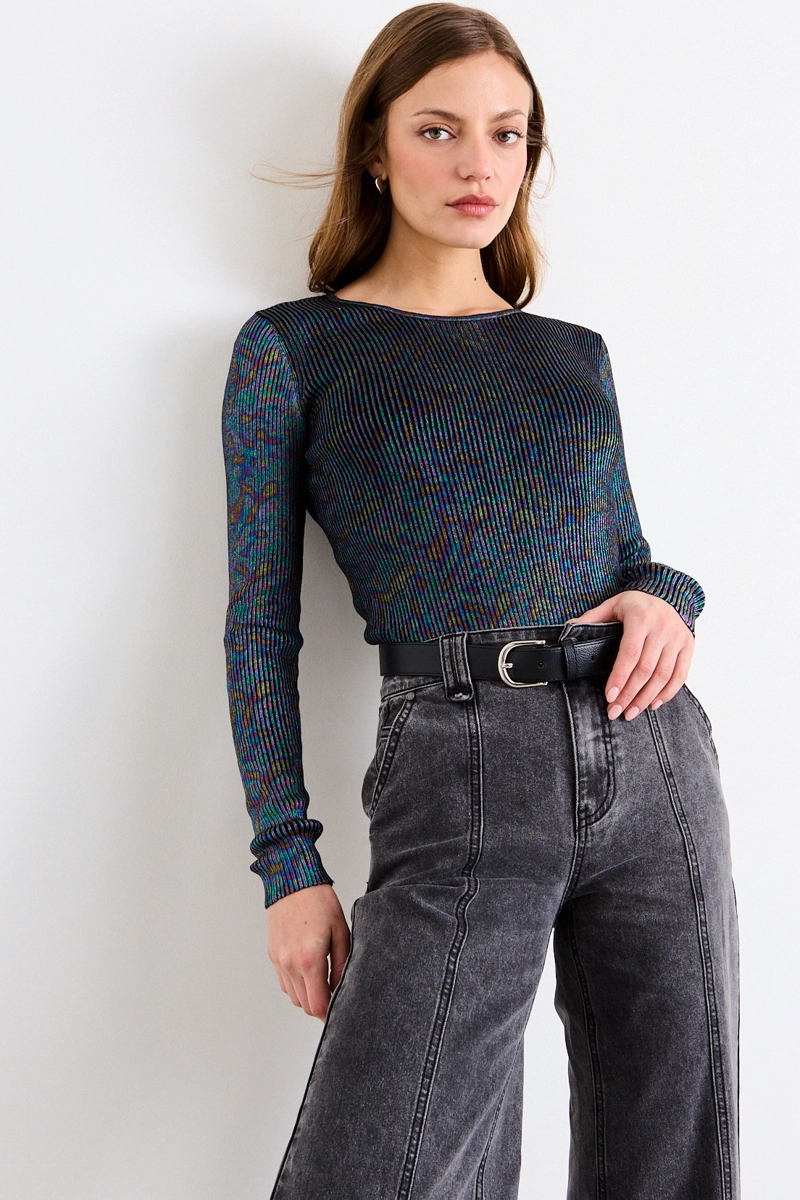 POLERA TEJIDA NEGRO MUJER IO - 2