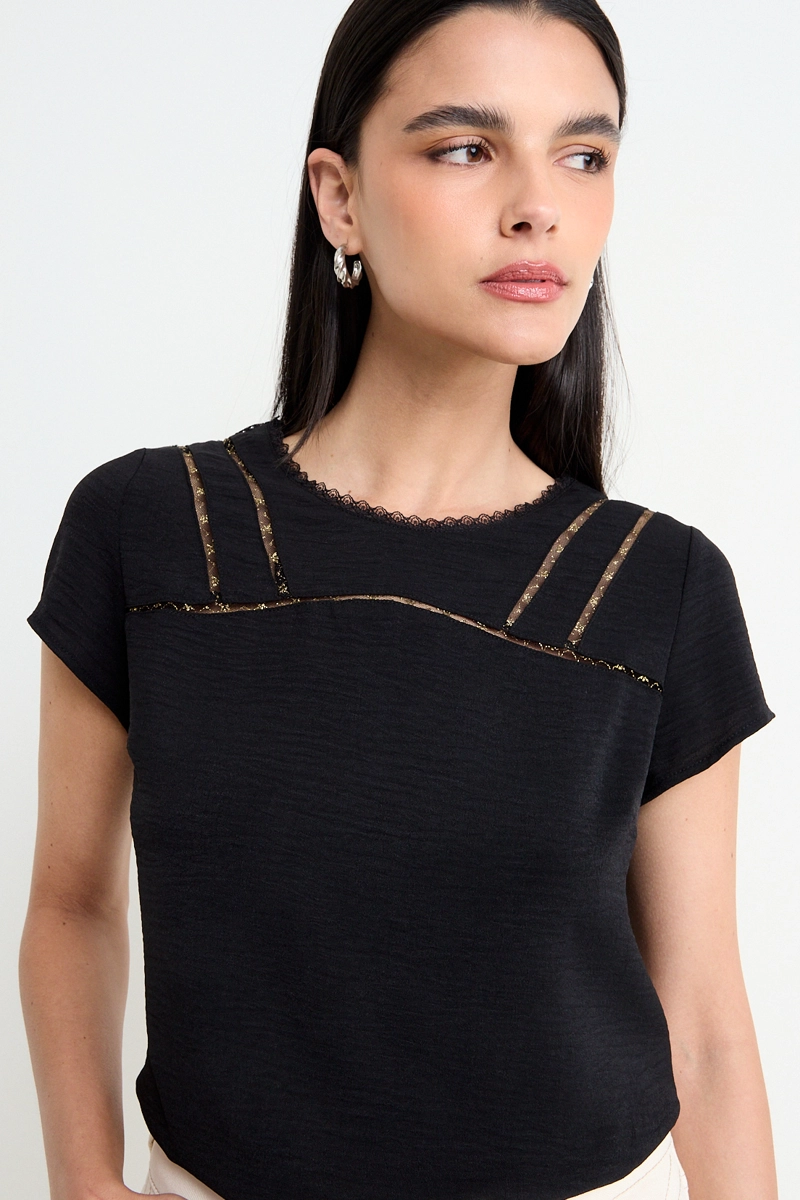BLUSA LISA NEGRO MUJER ASH - 1