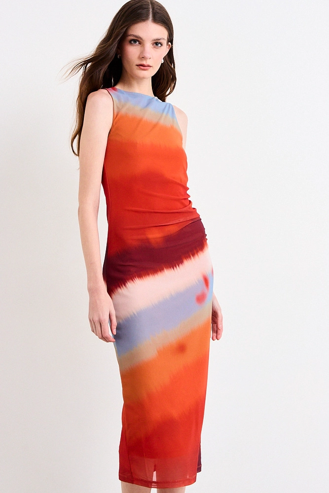 VESTIDO LARGO NARANJO MUJER IO - 1
