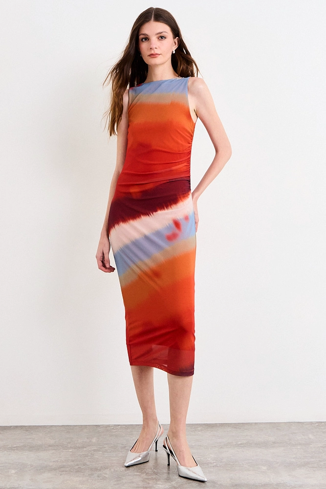 VESTIDO LARGO NARANJO MUJER IO - 4