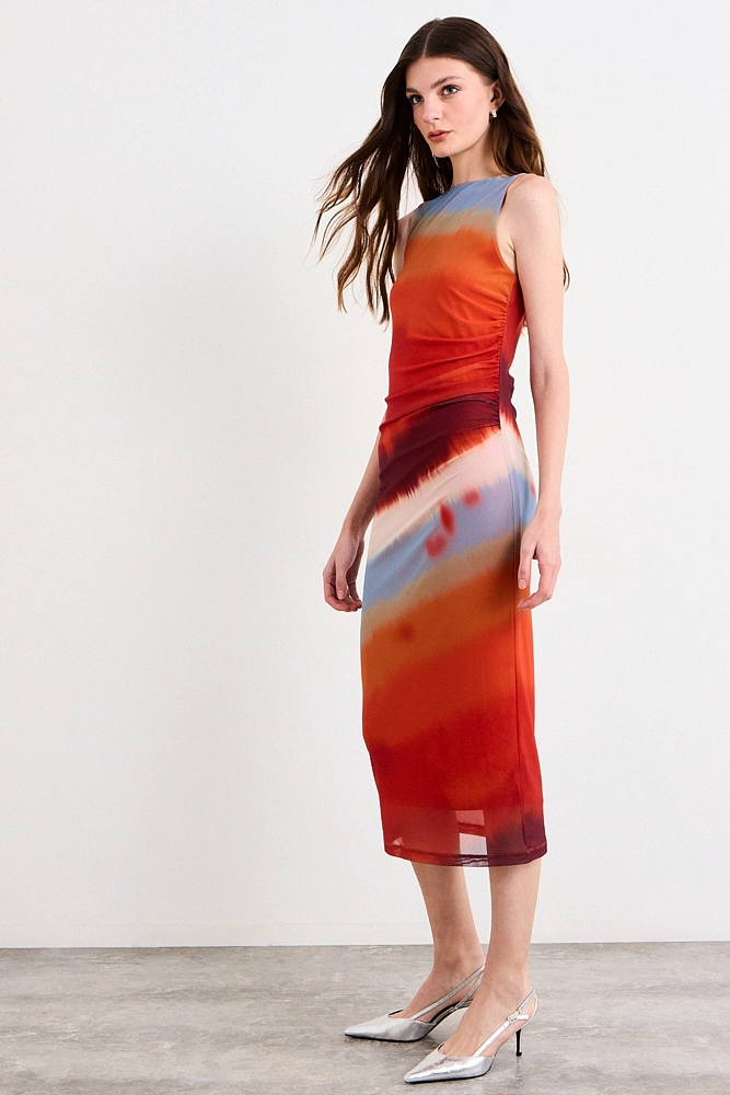 VESTIDO LARGO NARANJO MUJER IO - 5
