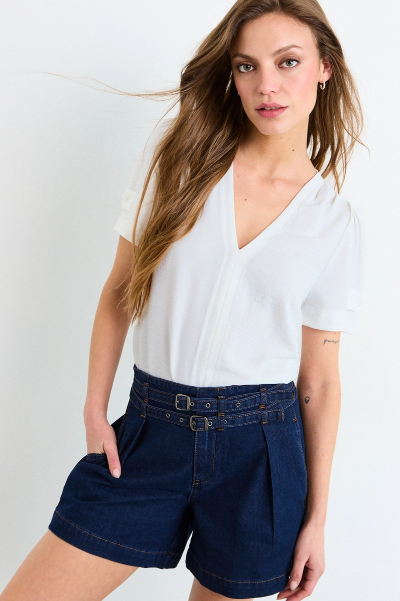 POLERA MANGA CORTA CRUDO MUJER IO - 1