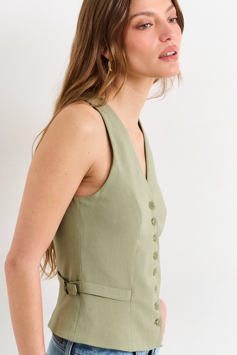 POLERA SIN MANGAS VERDE OLIVA MUJER IO - 2