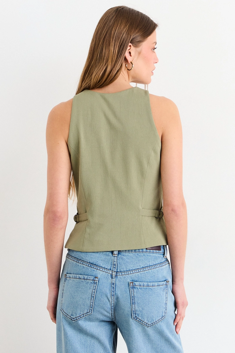 POLERA SIN MANGAS VERDE OLIVA MUJER IO - 3