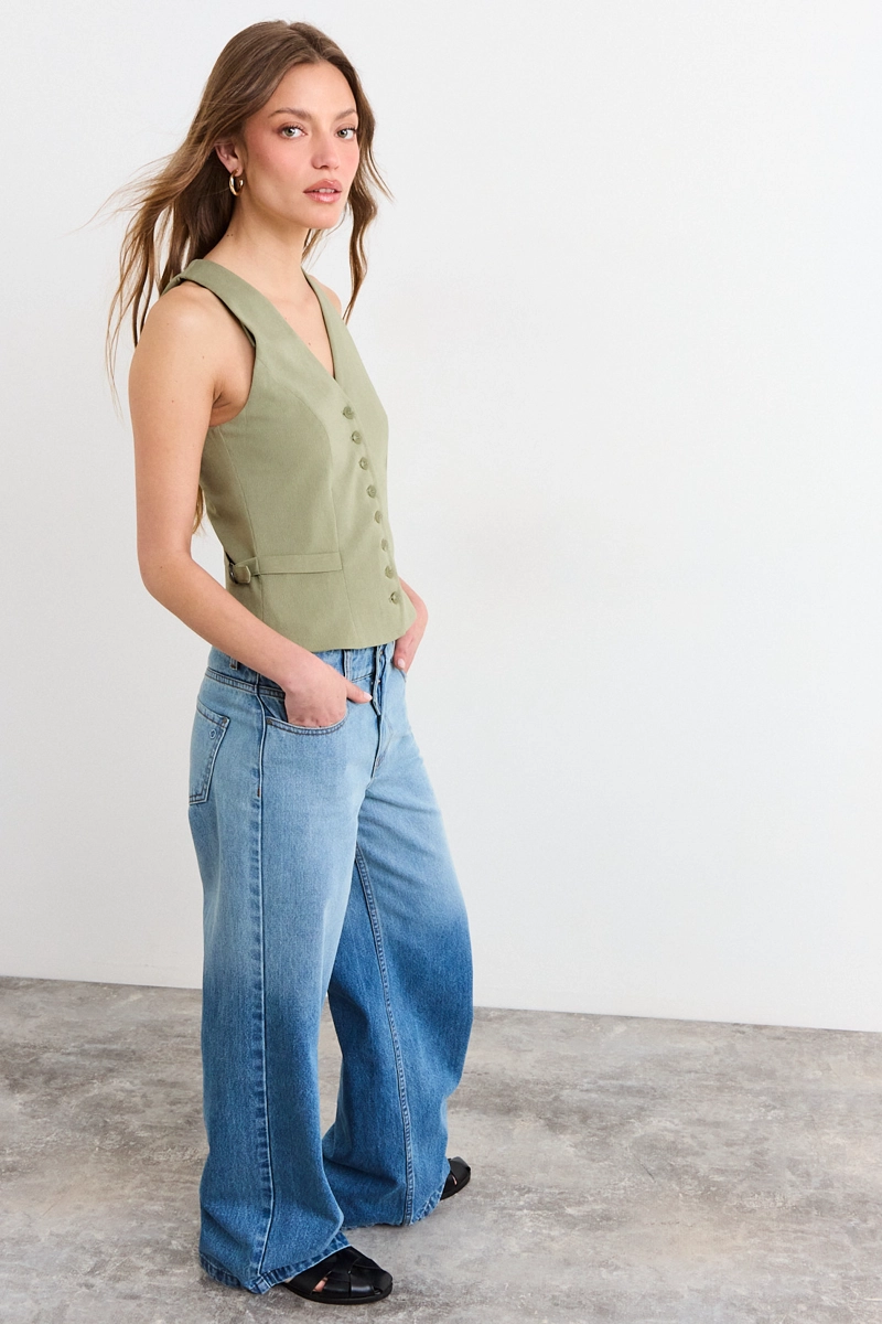 POLERA SIN MANGAS VERDE OLIVA MUJER IO - 4