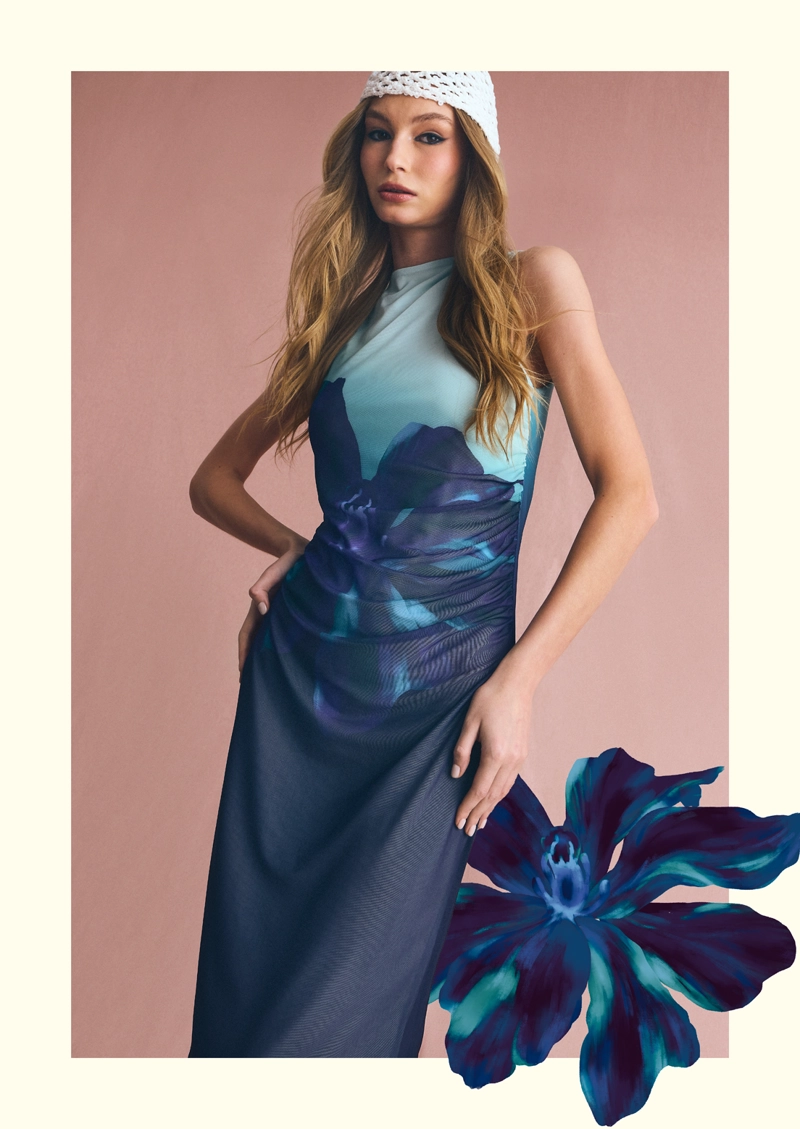 VESTIDO LARGO AZUL MUJER IO - 1