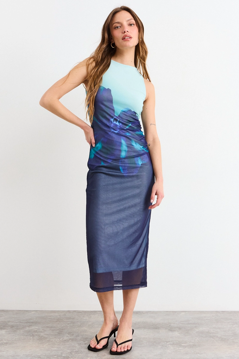 VESTIDO LARGO AZUL MUJER IO - 2