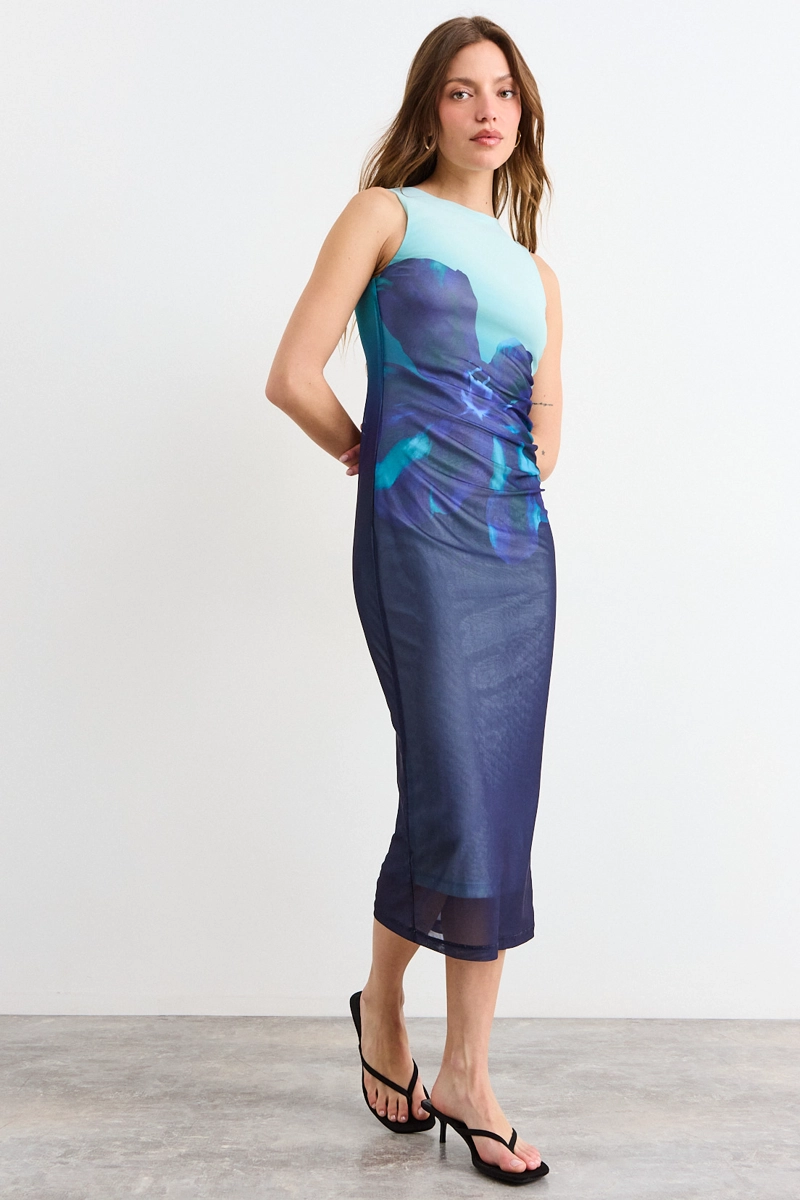 VESTIDO LARGO AZUL MUJER IO - 5