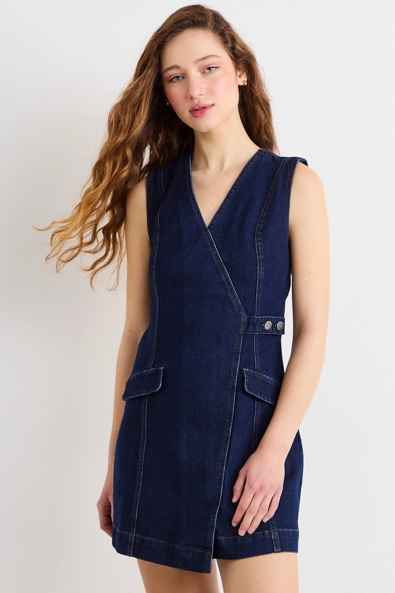 VESTIDO CORTO AZUL MUJER IO - 1