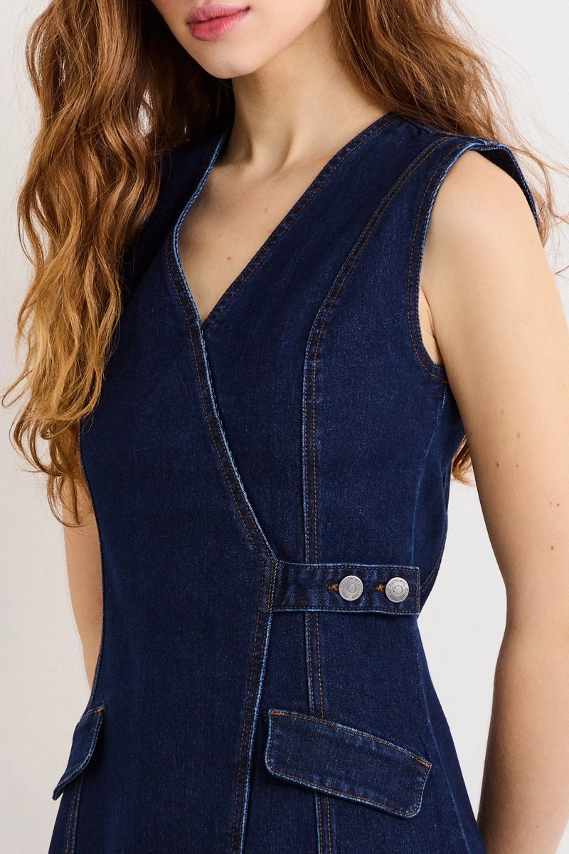 VESTIDO CORTO AZUL MUJER IO - 2