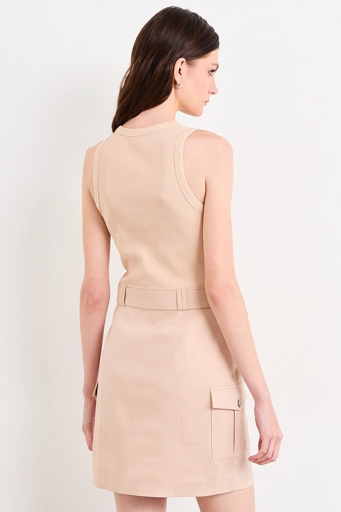 VESTIDO CORTO BEIGE MUJER IO - 3