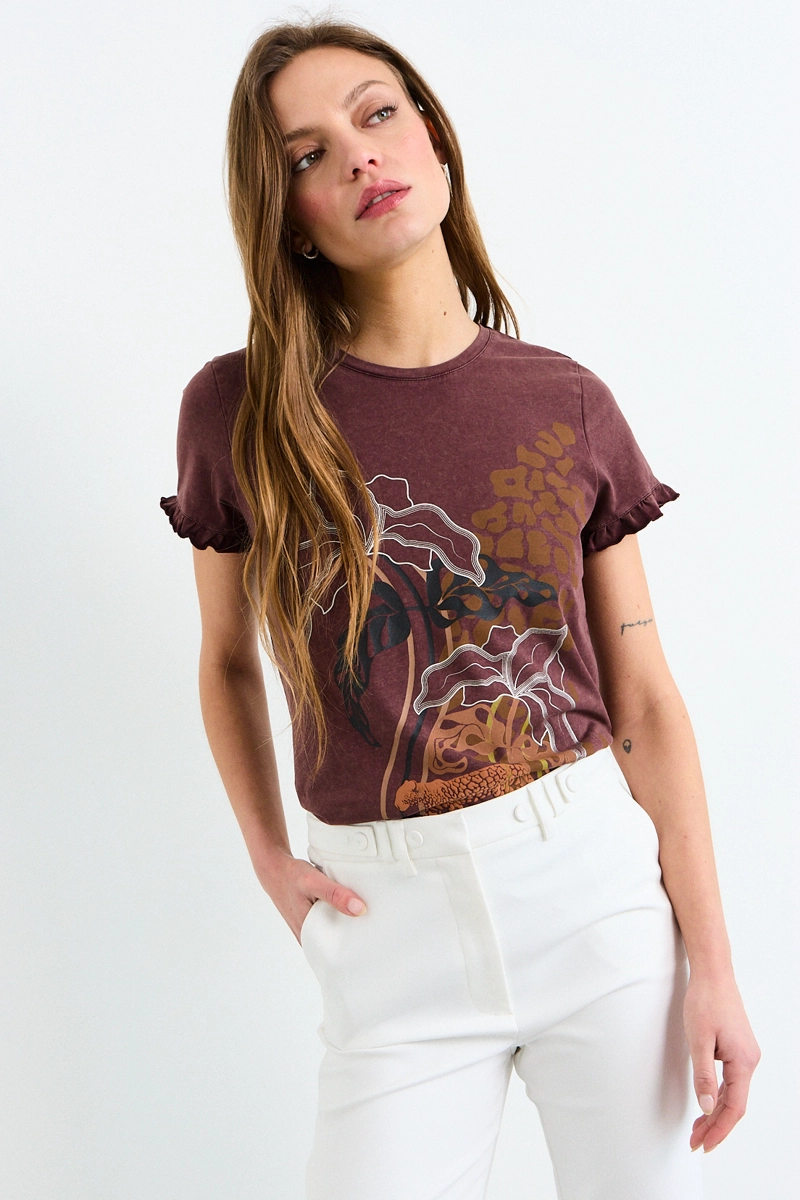 POLERA MANGA CORTA CAFE MUJER IO - 1