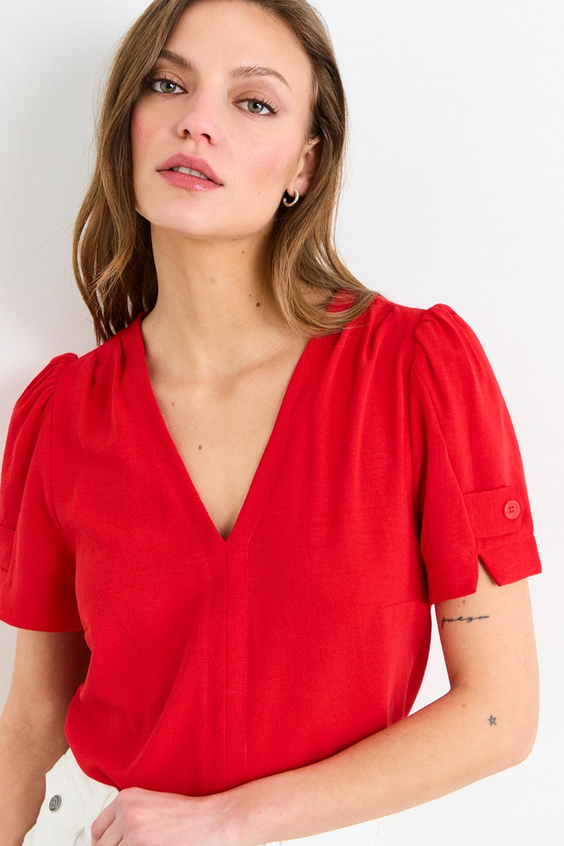 POLERA MANGA CORTA ROJO MUJER IO - 1