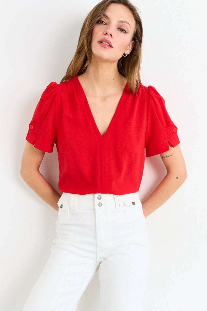 POLERA MANGA CORTA ROJO MUJER IO - 2