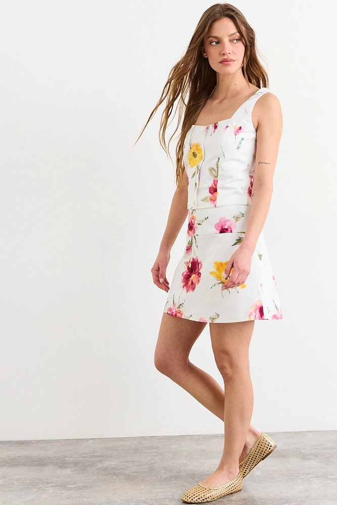 FALDA CORTA BEIGE MUJER IO - 5