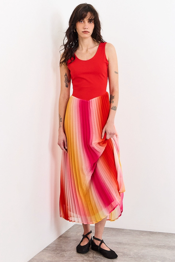 VESTIDO LARGO ROJO MUJER IO - 1