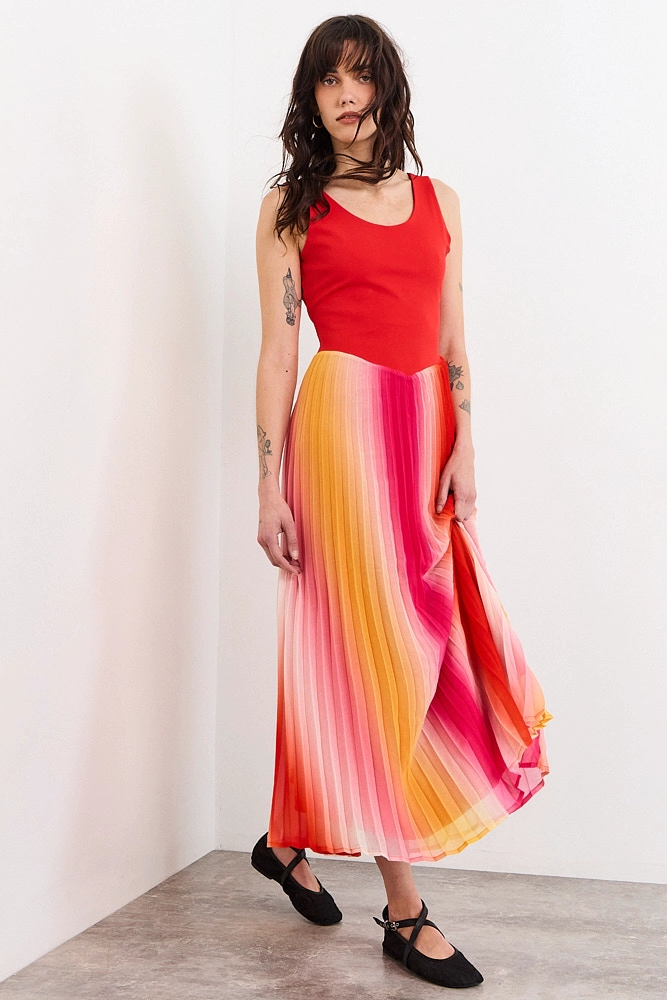 VESTIDO LARGO ROJO MUJER IO - 3