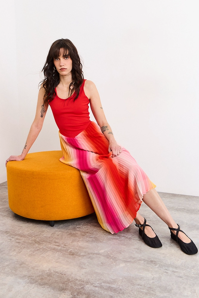 VESTIDO LARGO ROJO MUJER IO - 4