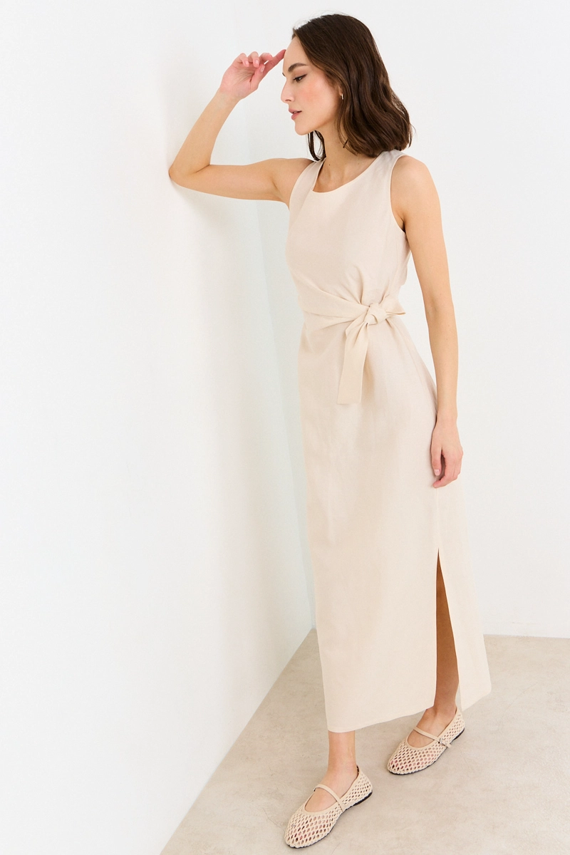 VESTIDO LARGO BEIGE MUJER ASH - 3