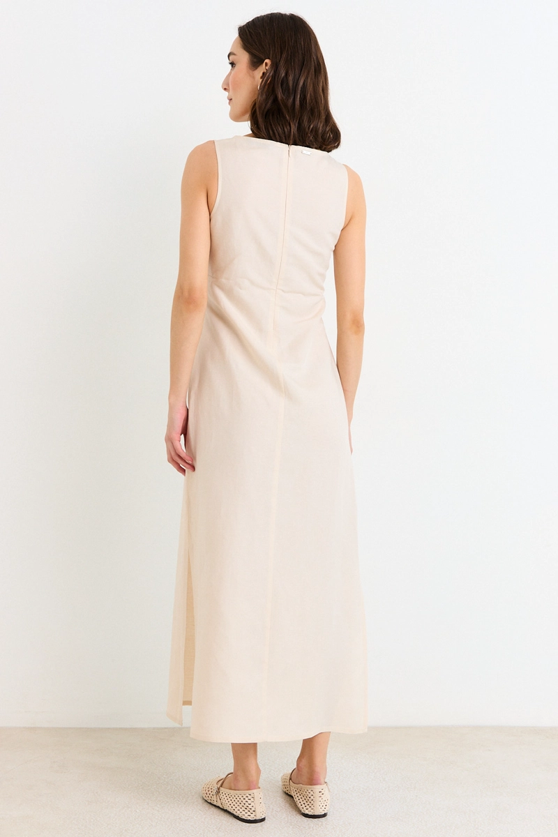 VESTIDO LARGO BEIGE MUJER ASH - 4