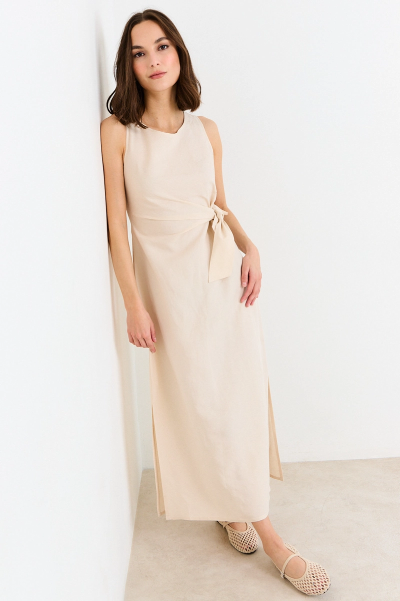VESTIDO LARGO BEIGE MUJER ASH - 5