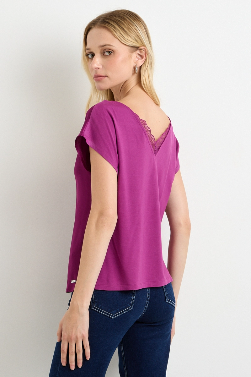 POLERA MANGA CORTA MORADO MUJER ASH - 3