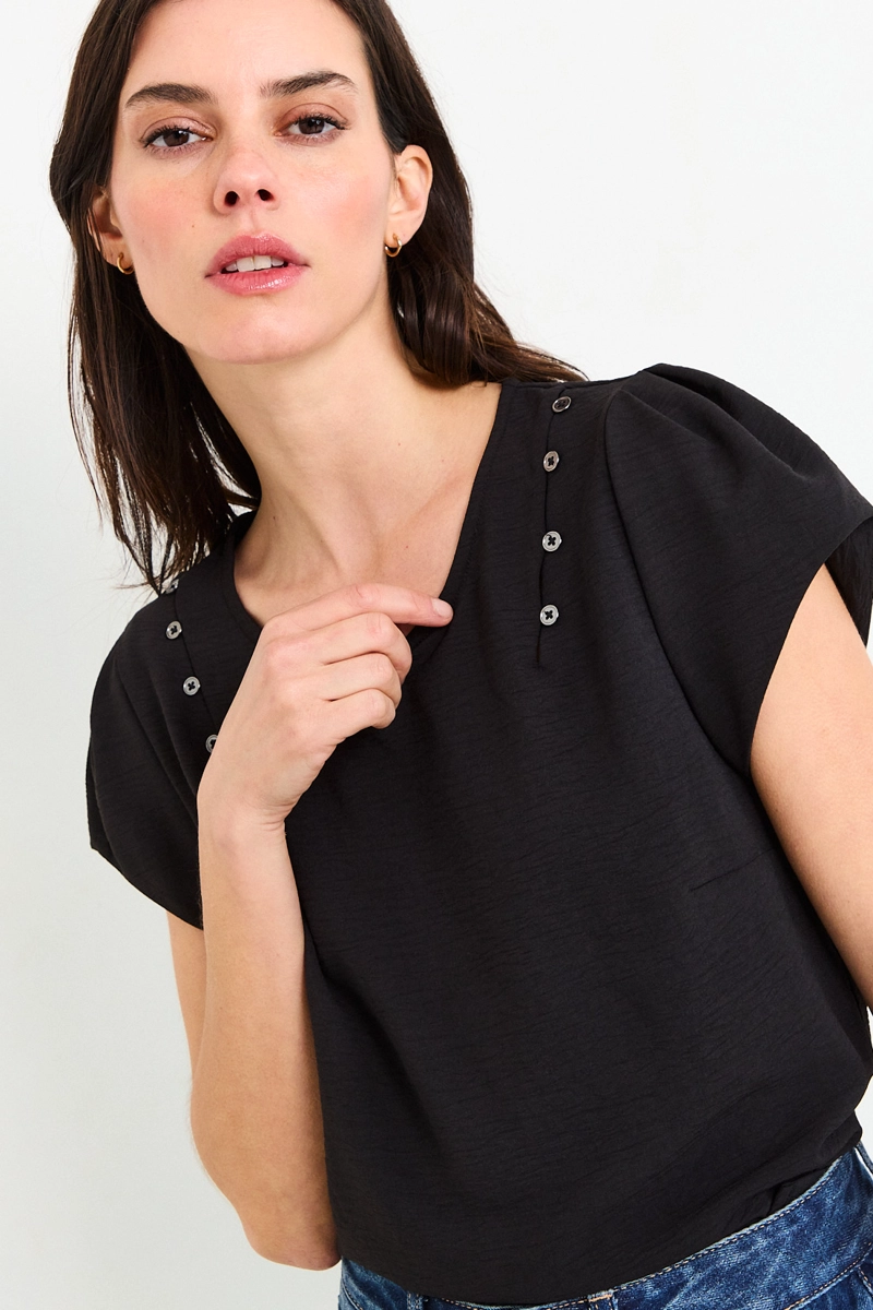 BLUSAS MANGA CORTA NEGRO MUJER ASH - 1