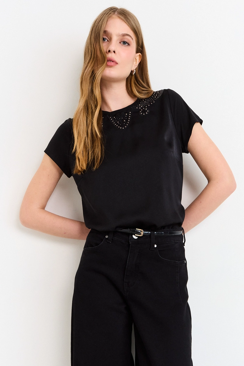POLERA MANGA CORTA NEGRO MUJER ASH - 1