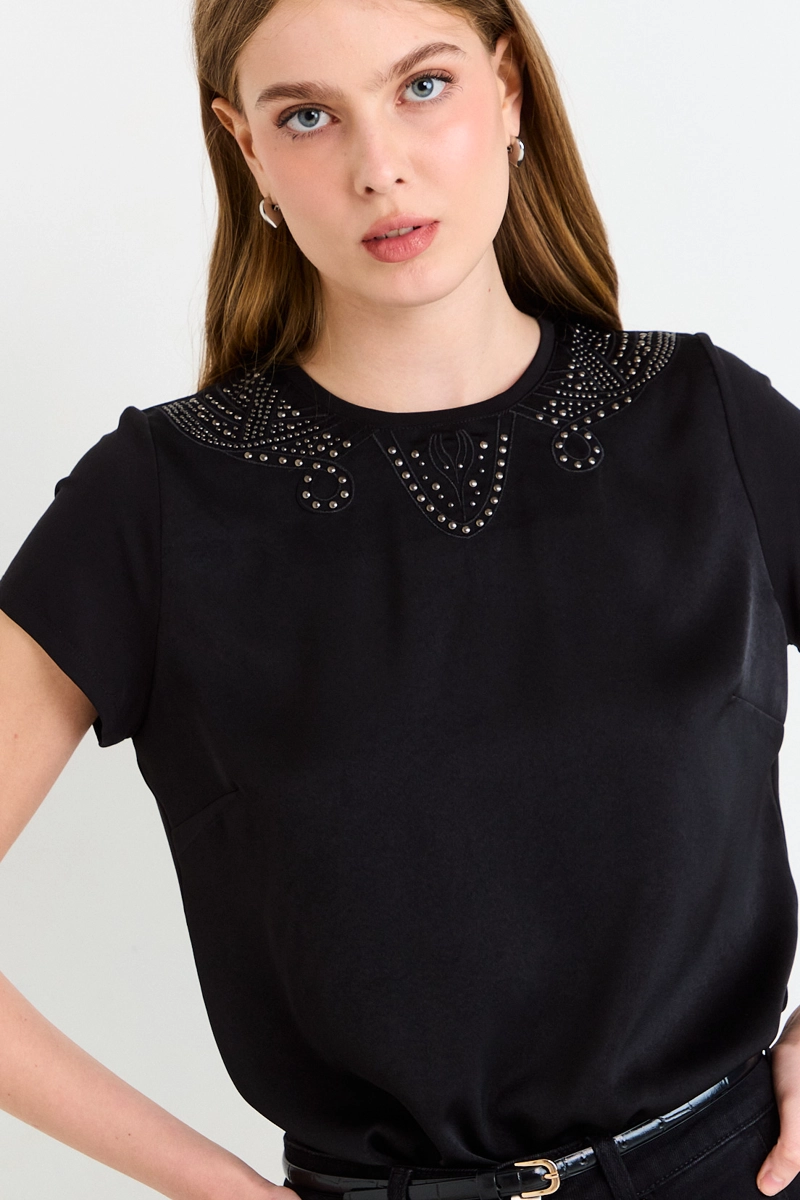 POLERA MANGA CORTA NEGRO MUJER ASH - 2