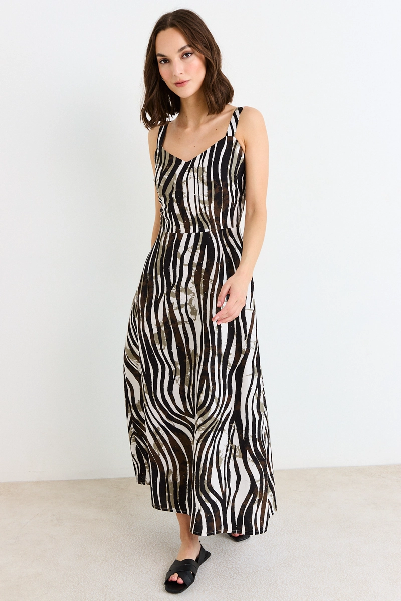 VESTIDO LARGO CAFE MUJER ASH - 3