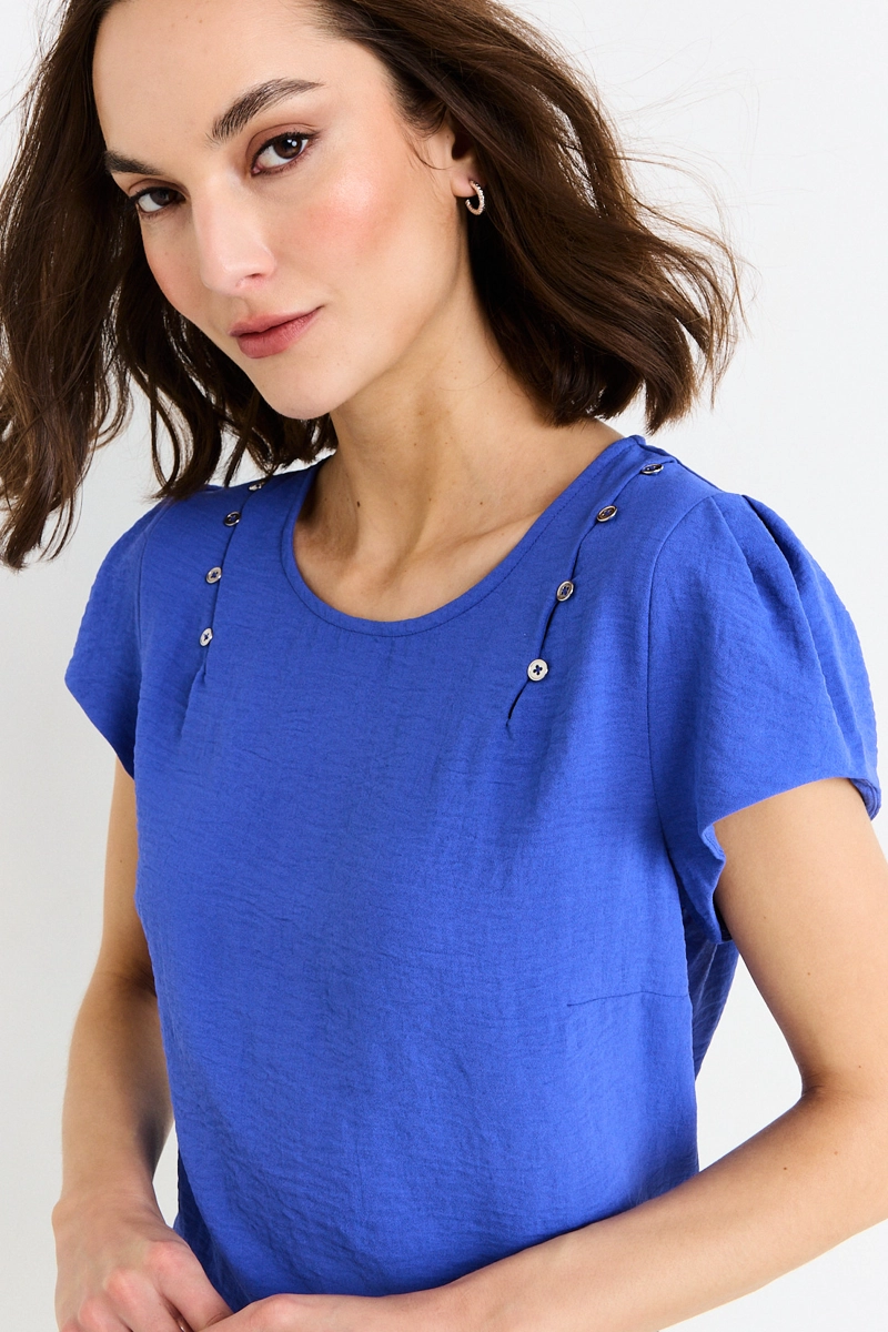 BLUSAS MANGA CORTA AZUL MUJER ASH - 2