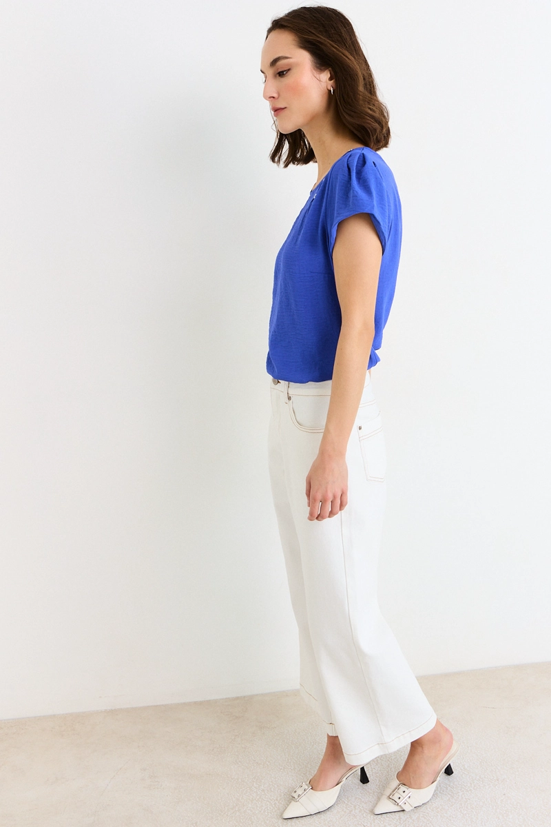 BLUSAS MANGA CORTA AZUL MUJER ASH - 4