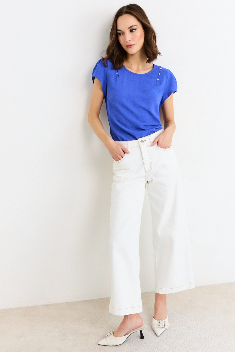 BLUSAS MANGA CORTA AZUL MUJER ASH - 5