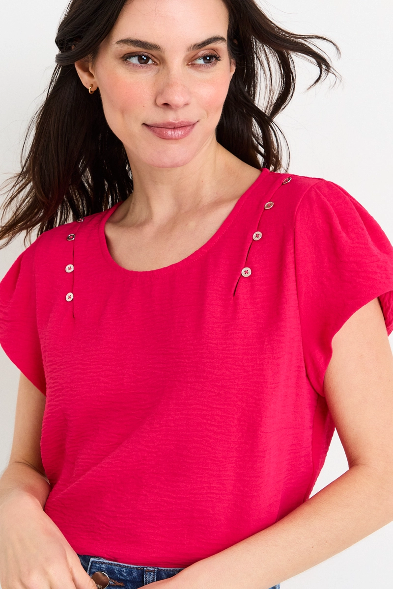 BLUSAS MANGA CORTA FUCSIA MUJER ASH - 2
