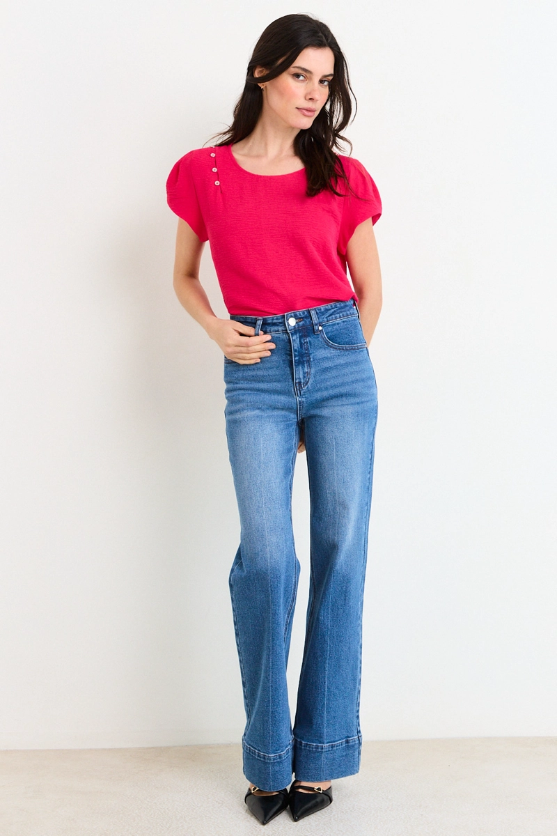 BLUSAS MANGA CORTA FUCSIA MUJER ASH - 4