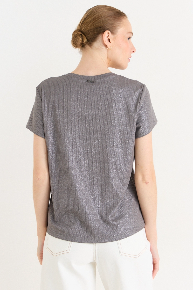 POLERA MANGA CORTA GRIS MUJER ASH - 3