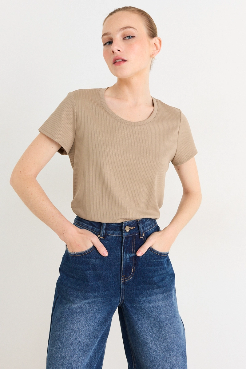 POLERA MANGA CORTA AMARILLO MUJER ASH XS