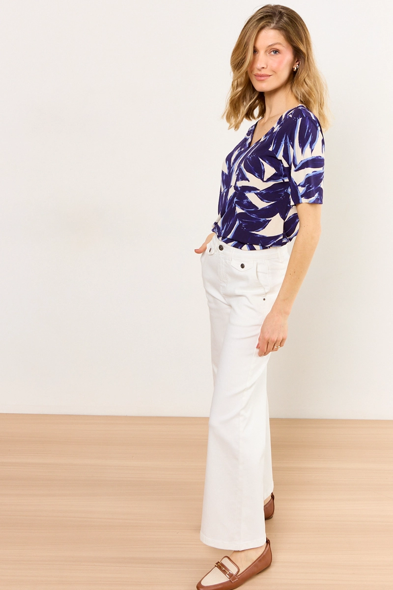 POLERA MANGA CORTA AZUL MUJER MA GRIFFE - 4