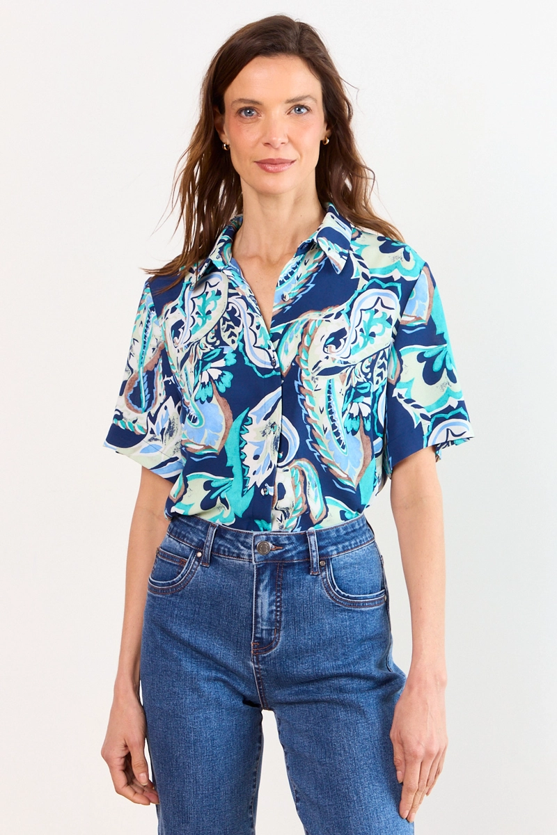 BLUSAS MANGA CORTA AZUL MUJER MA GRIFFE - 1