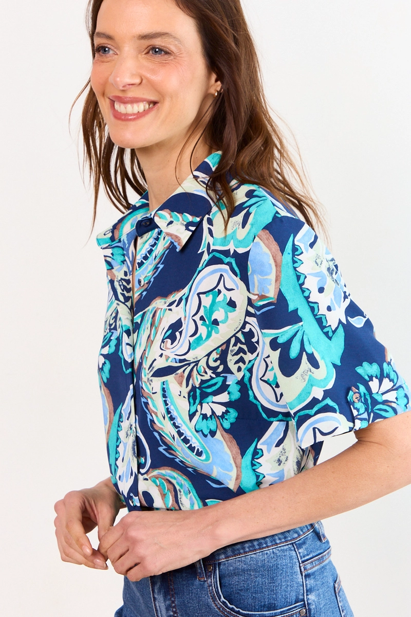 BLUSAS MANGA CORTA AZUL MUJER MA GRIFFE - 2